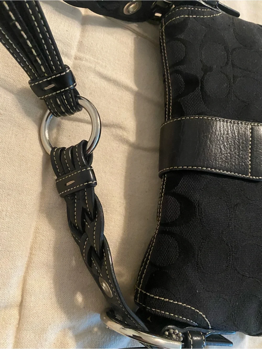Small Coach Soho Flap Shoulder Bag – Black Signature Canvas
